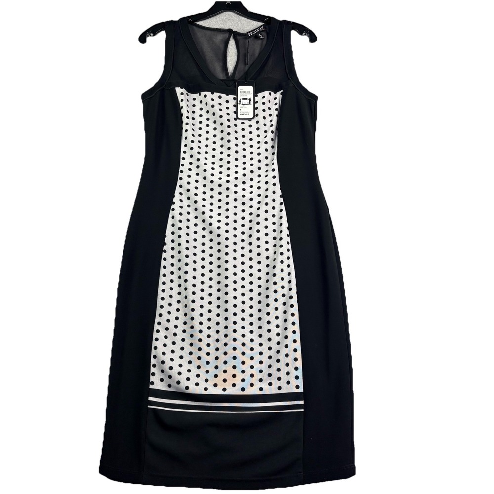 NWT Piccadilly Polka Dot Dress Women's Small Lines Keyhole Back